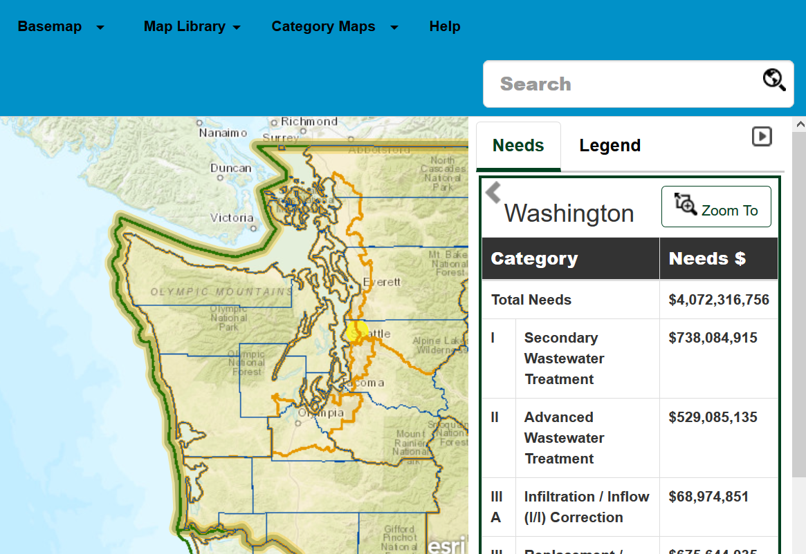 EPA Clean Watersheds Needs Survey map screenshot