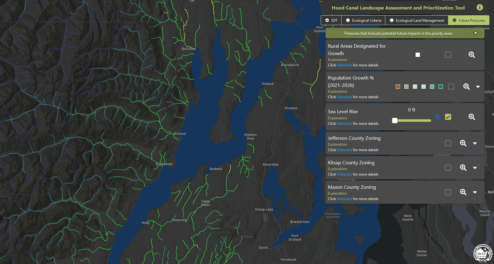Hood Canal Land Assessment and Prioritization tool screenshot